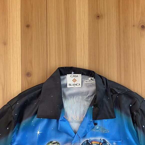 Casablanca Short-Sleeve Cuban Collar Silk Shirt - Picture 6 of 8